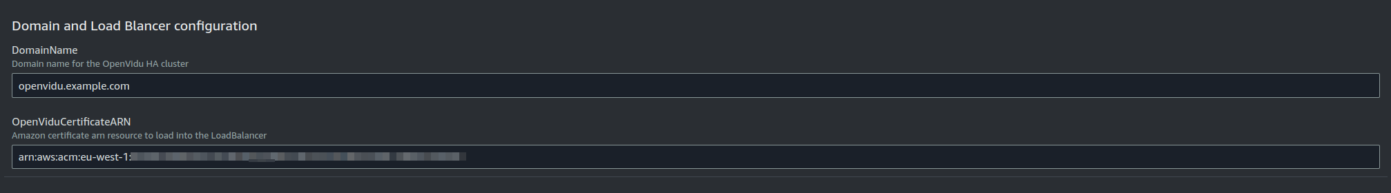 Domain and Load Balancer configuration