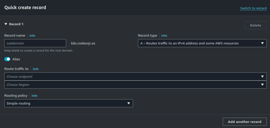 Create Load Balancer record