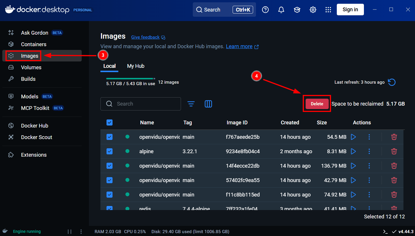 Docker Desktop - Remove Images