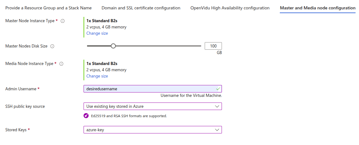 Azure Instance configuration
