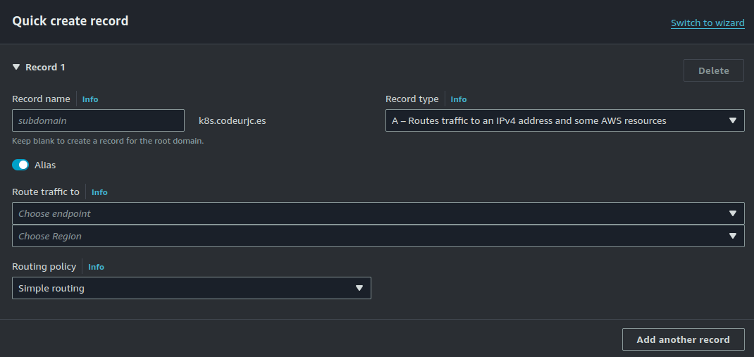 Create Load Balancer record