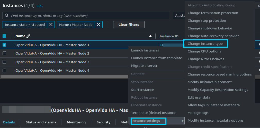 Change instance type