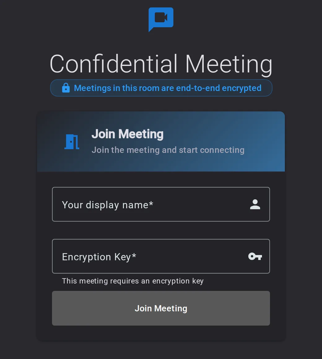 Join view with the end-to-end encrypted badge and passphrase field