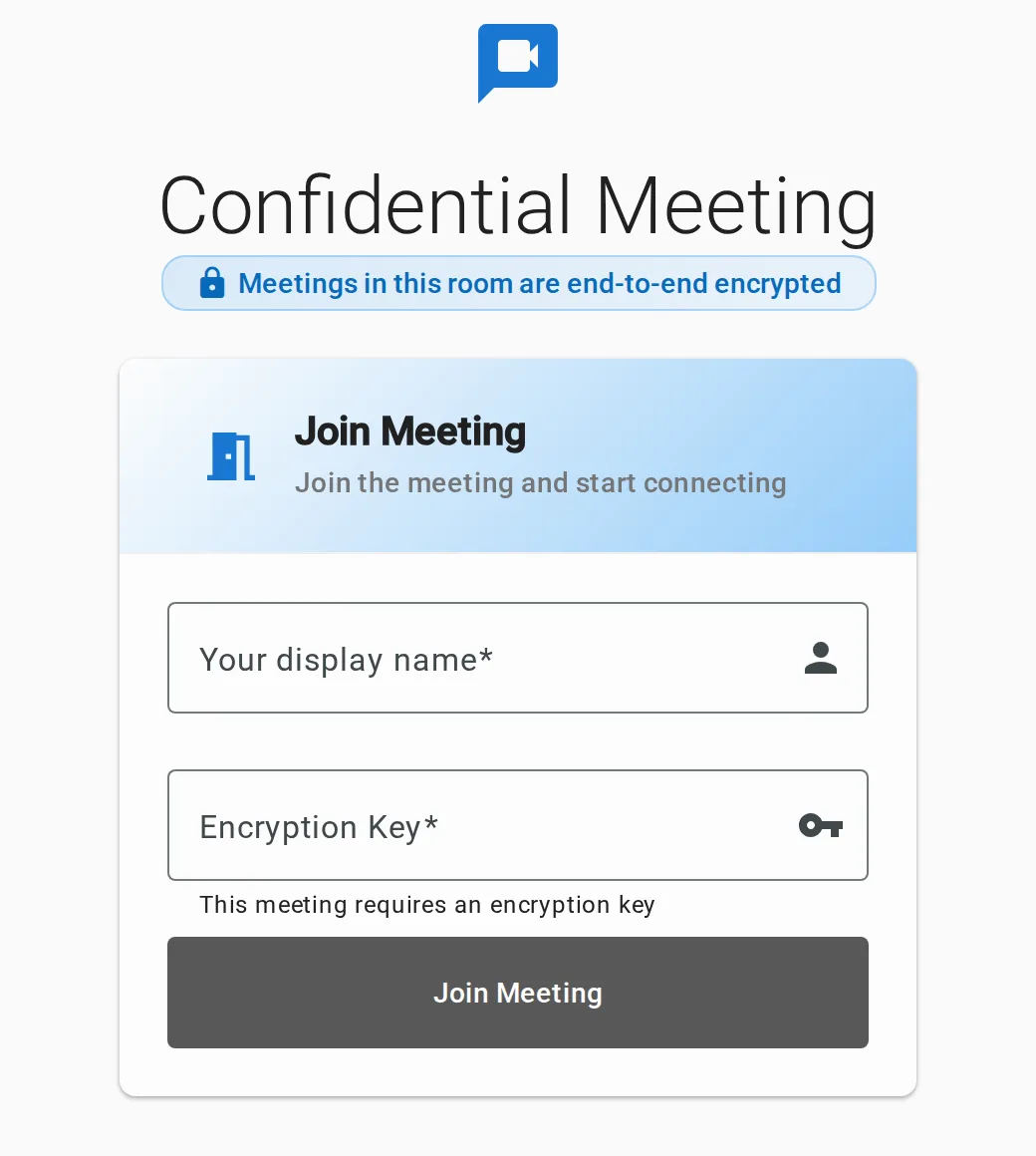 Join view with the end-to-end encrypted badge and passphrase field