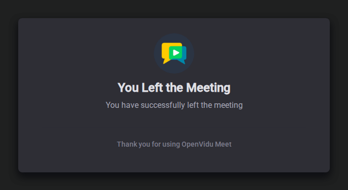 End view shown when the meeting ends for a participant