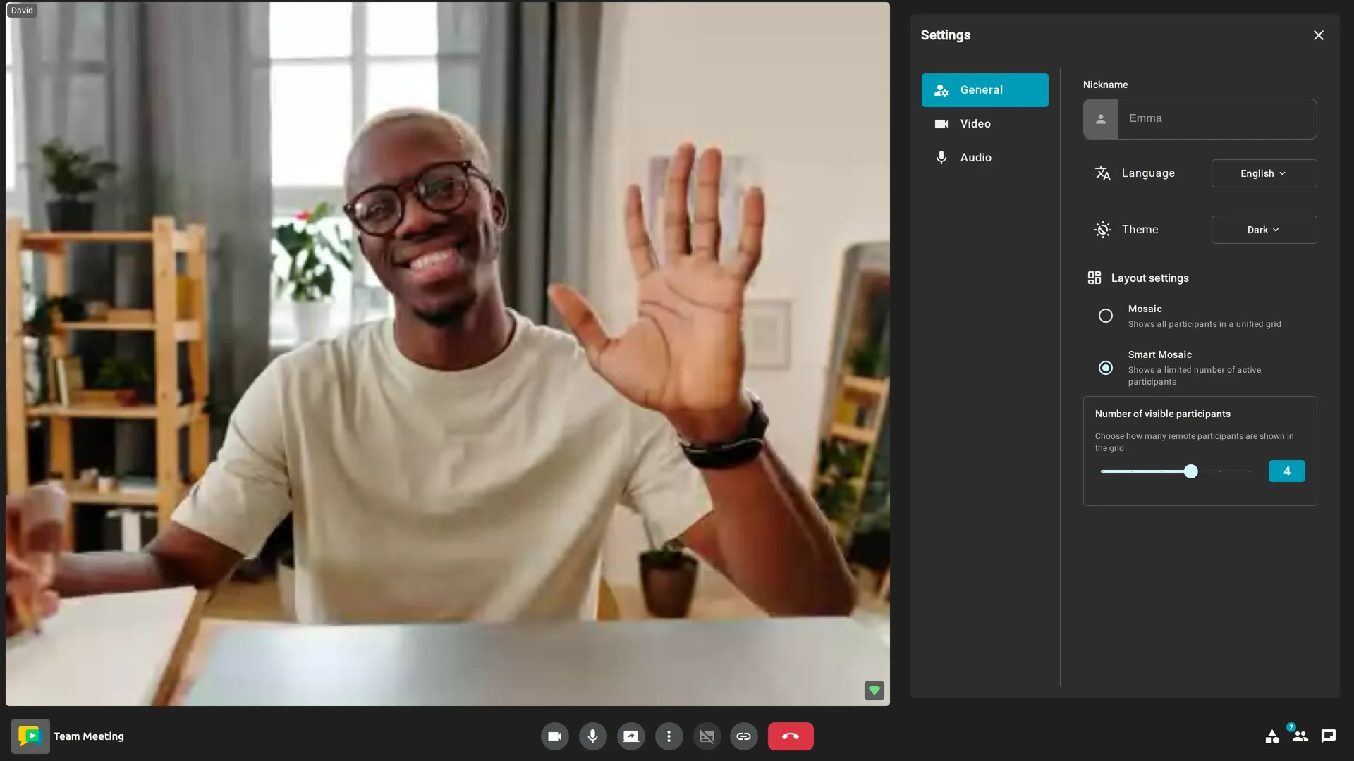 Layout settings with the Smart Mosaic and Grid options