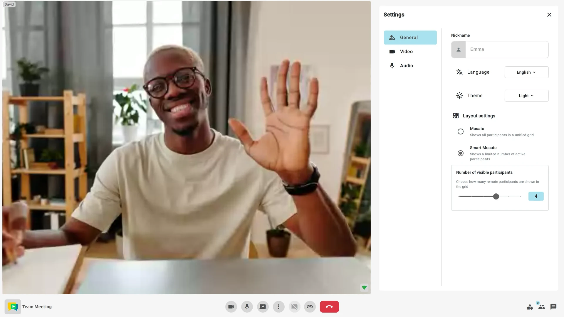 Layout settings with the Smart Mosaic and Grid options