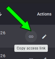Member list with the action to copy a member's access link