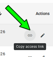 Member list with the action to copy a member's access link