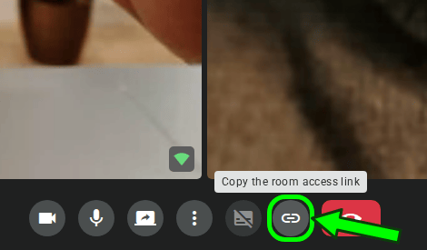 Sharing the room access link from an active meeting