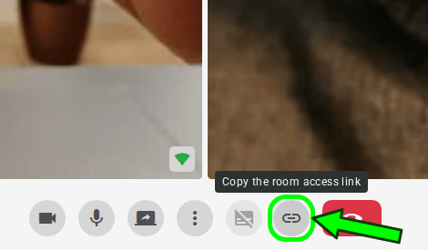 Sharing the room access link from an active meeting