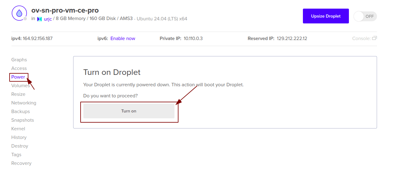 Start droplet