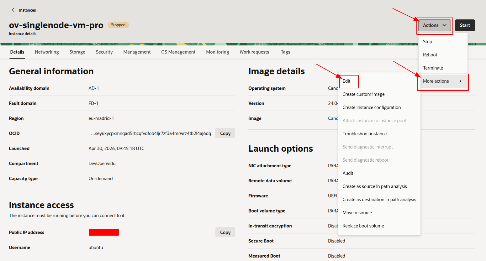 Change OCI instance shape