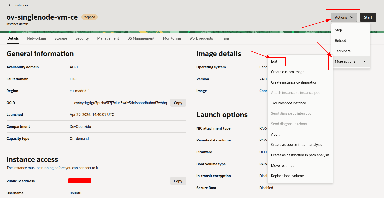 Change OCI instance shape