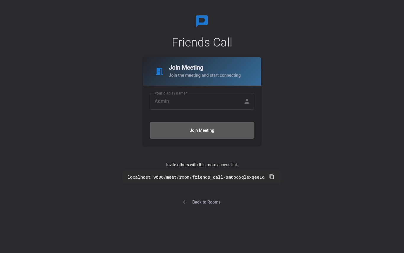 A room with its shareable invite link