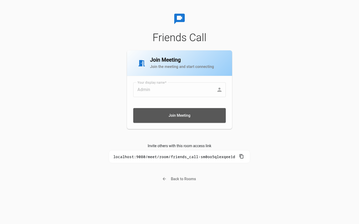 A room with its shareable invite link