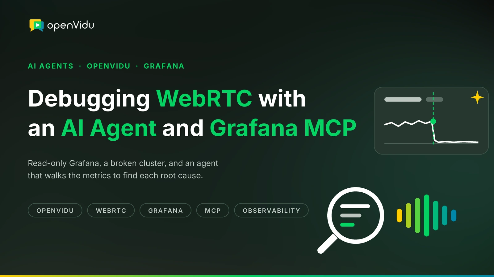 Debugging WebRTC with an AI agent and Grafana MCP: read-only Grafana, a broken deployment, and an agent that works through the metrics to find each root cause