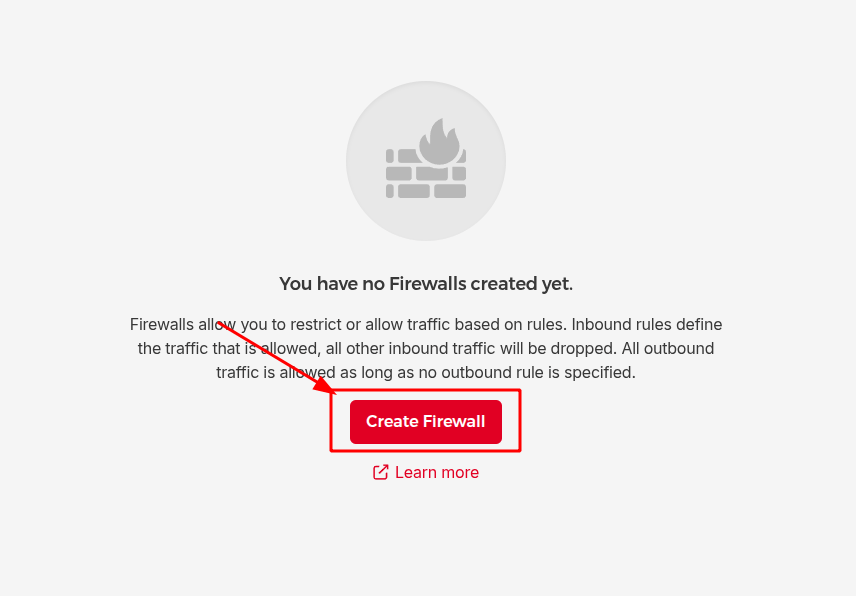 Creating a firewall in the Hetzner Cloud console