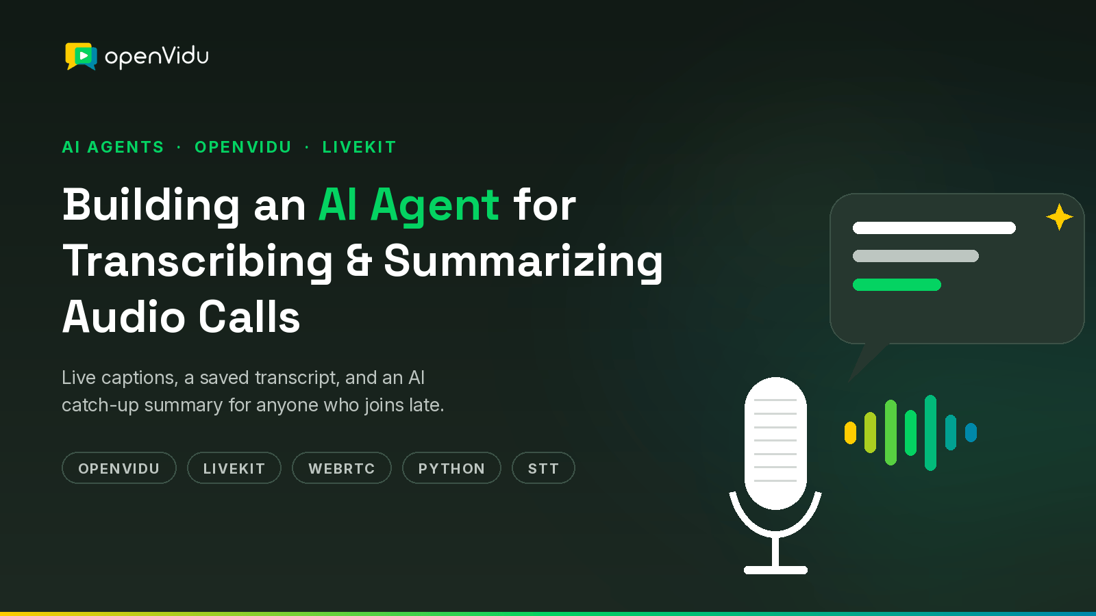 Header image: a microphone turning into text inside an audio call