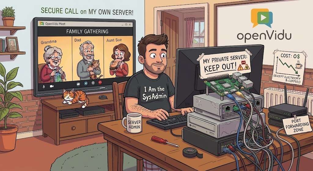 A secure family video call running on your own home server