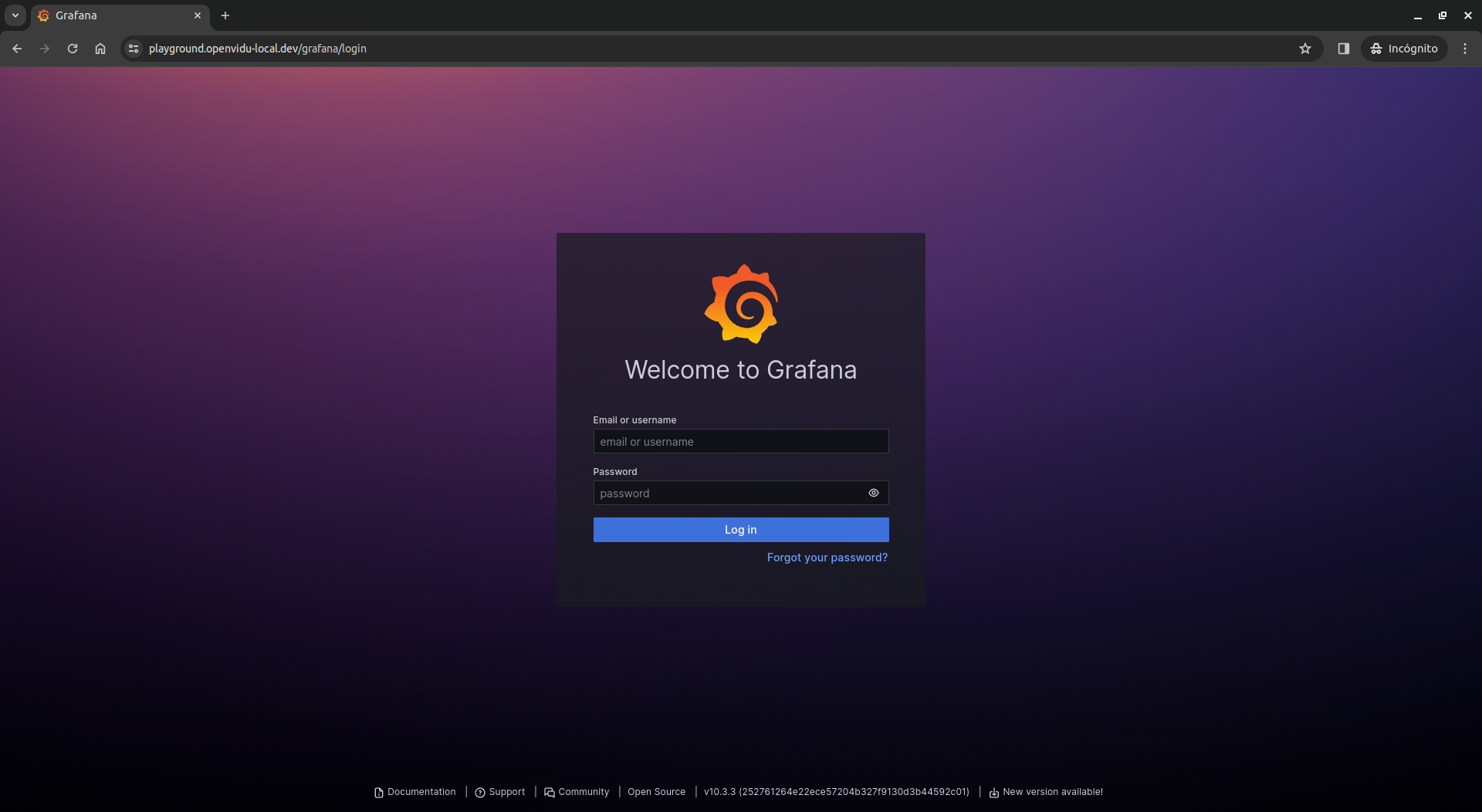 Grafana login