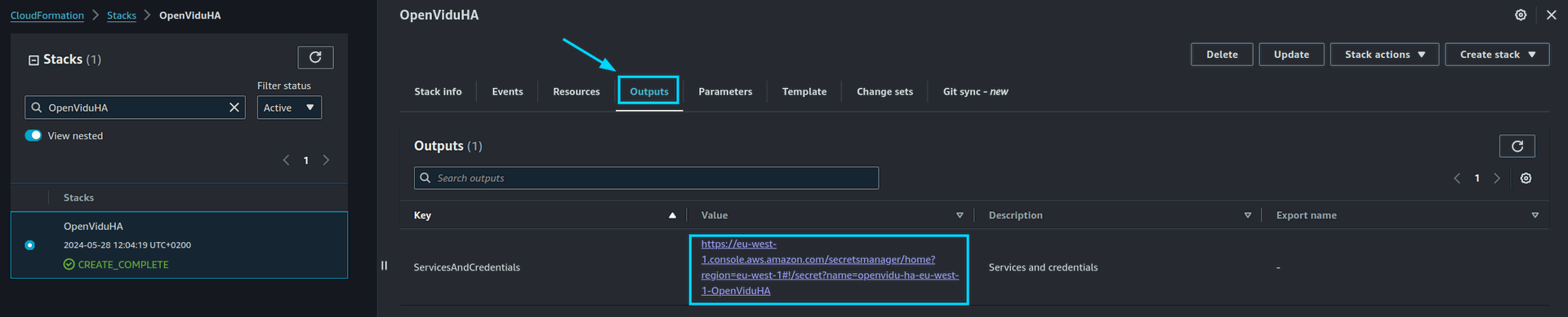CloudFormation Outputs