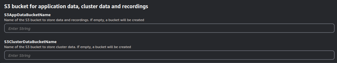 S3 bucket for application data and recordings