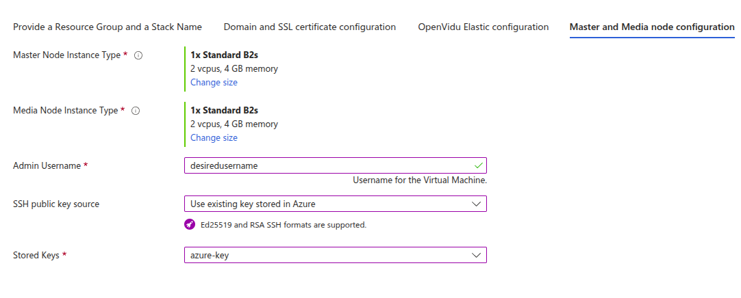 Azure Instance configuration