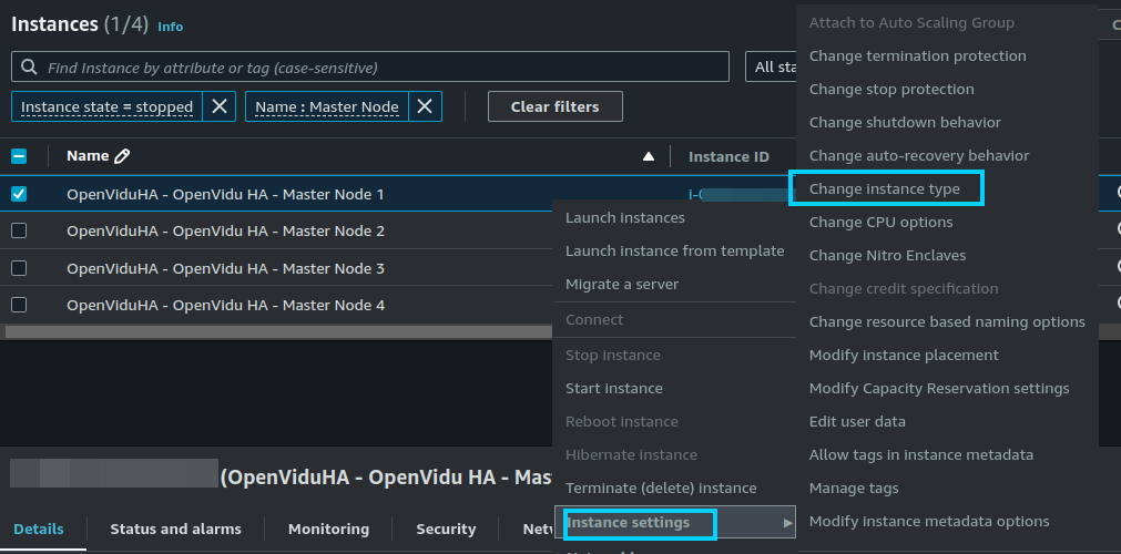 Change instance type
