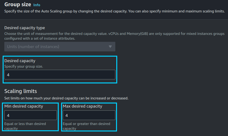 Set Desired Capacity to 2