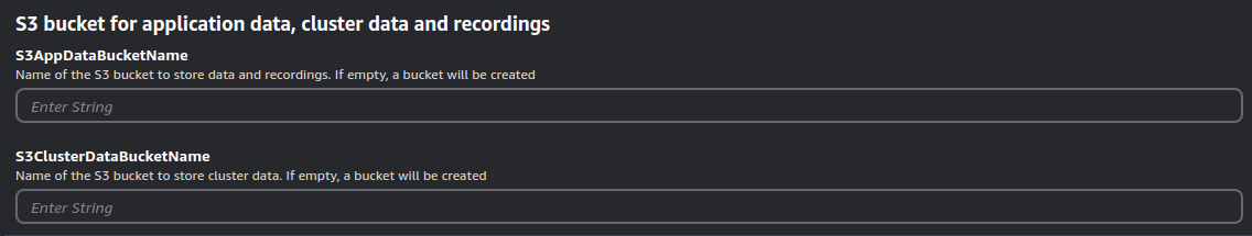 S3 bucket for application data and recordings