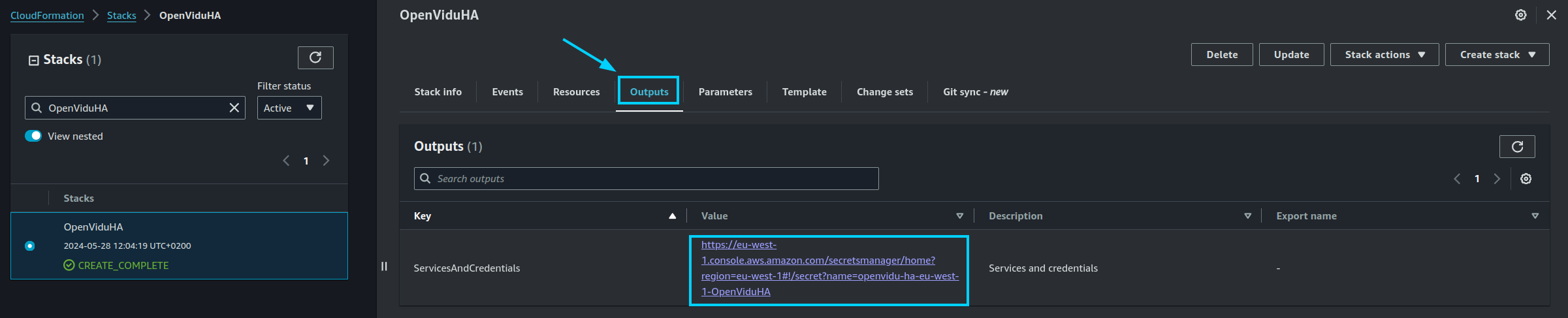 CloudFormation Outputs