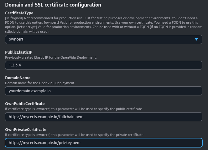 Custom certificates