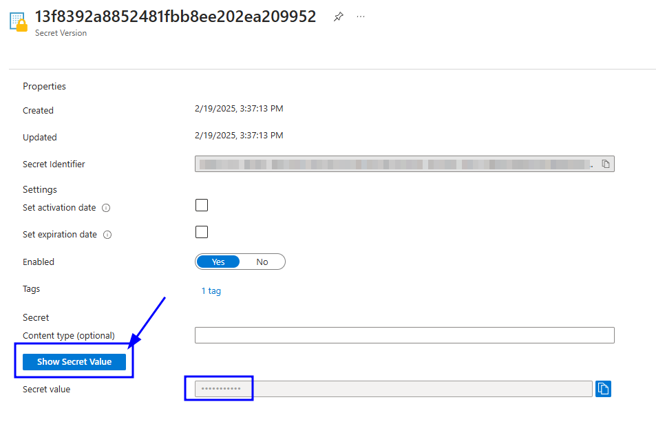 Check deployment outputs in Azure Key Vault