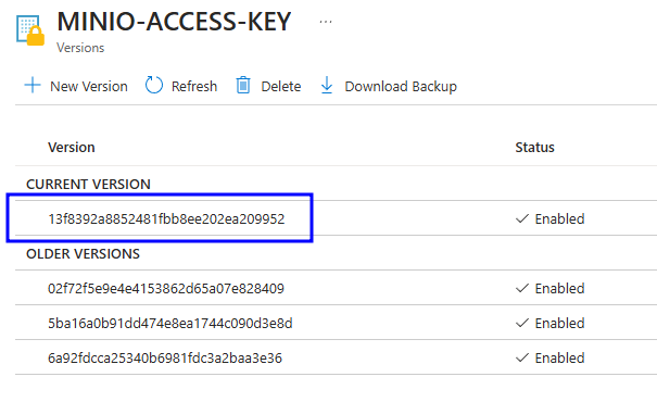 Azure Key Vault Secret Version