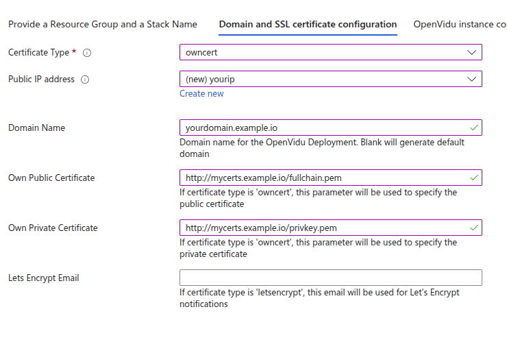 Custom certificates