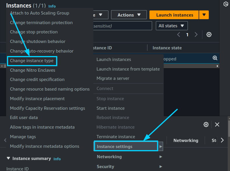Change instance type