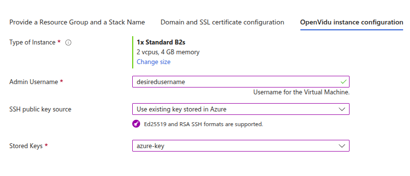 Azure Instance configuration