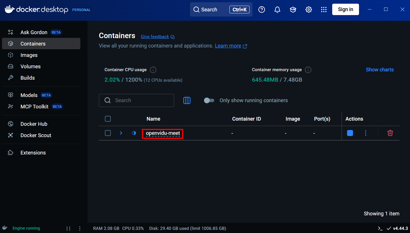 Docker Desktop - Containers