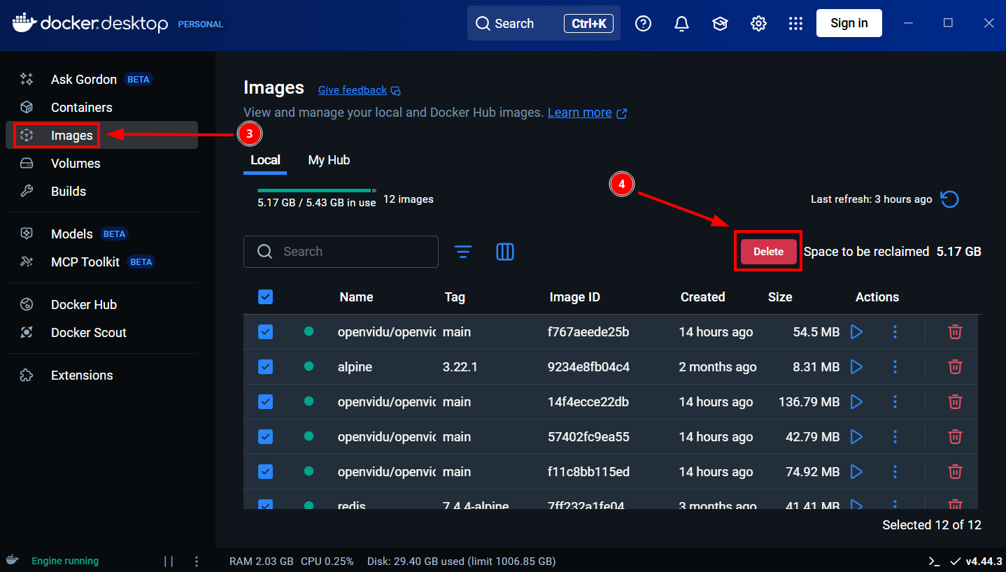 Docker Desktop - Remove Images