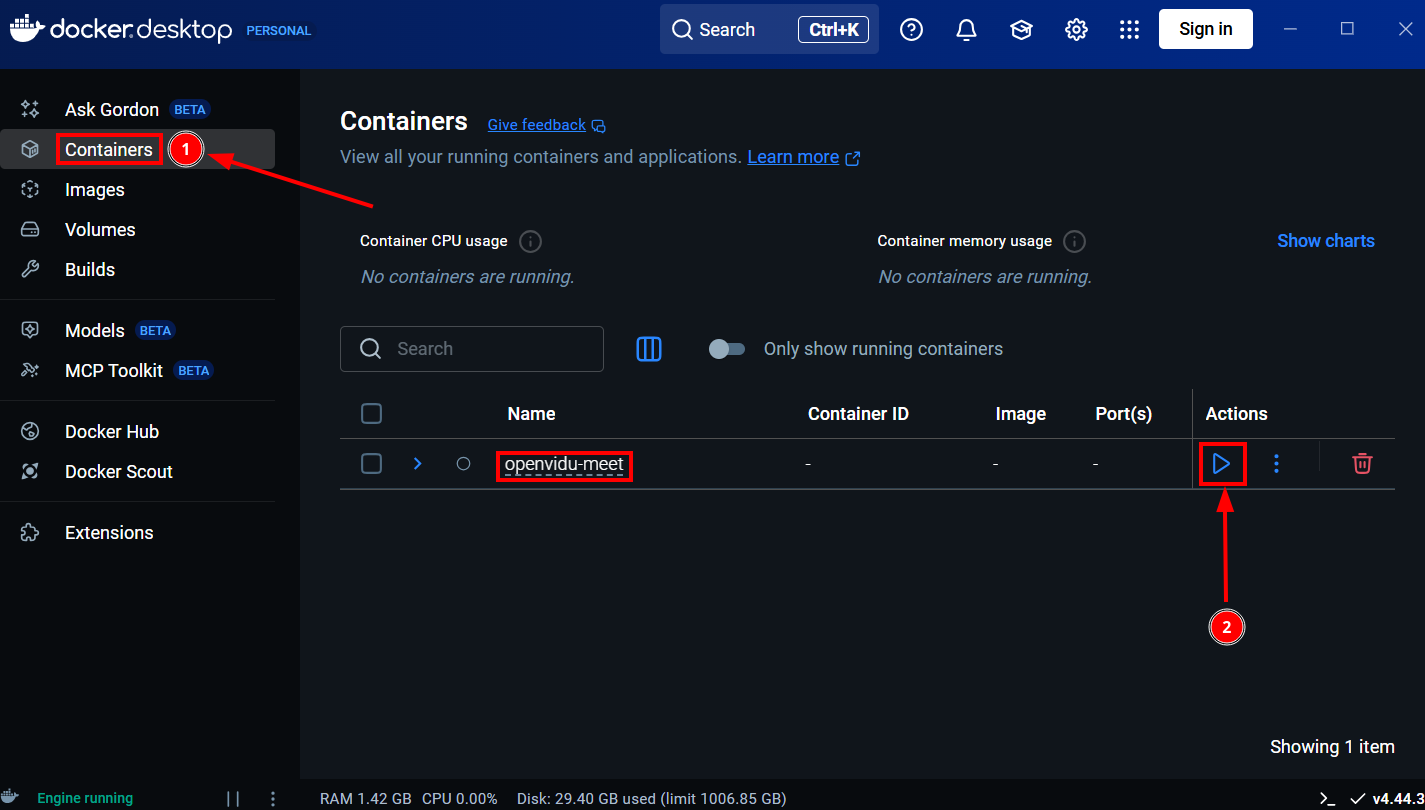 Docker Desktop - Start Container