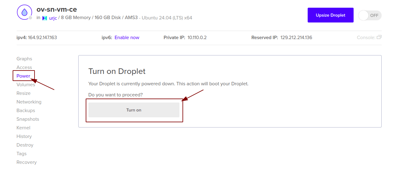 Start droplet