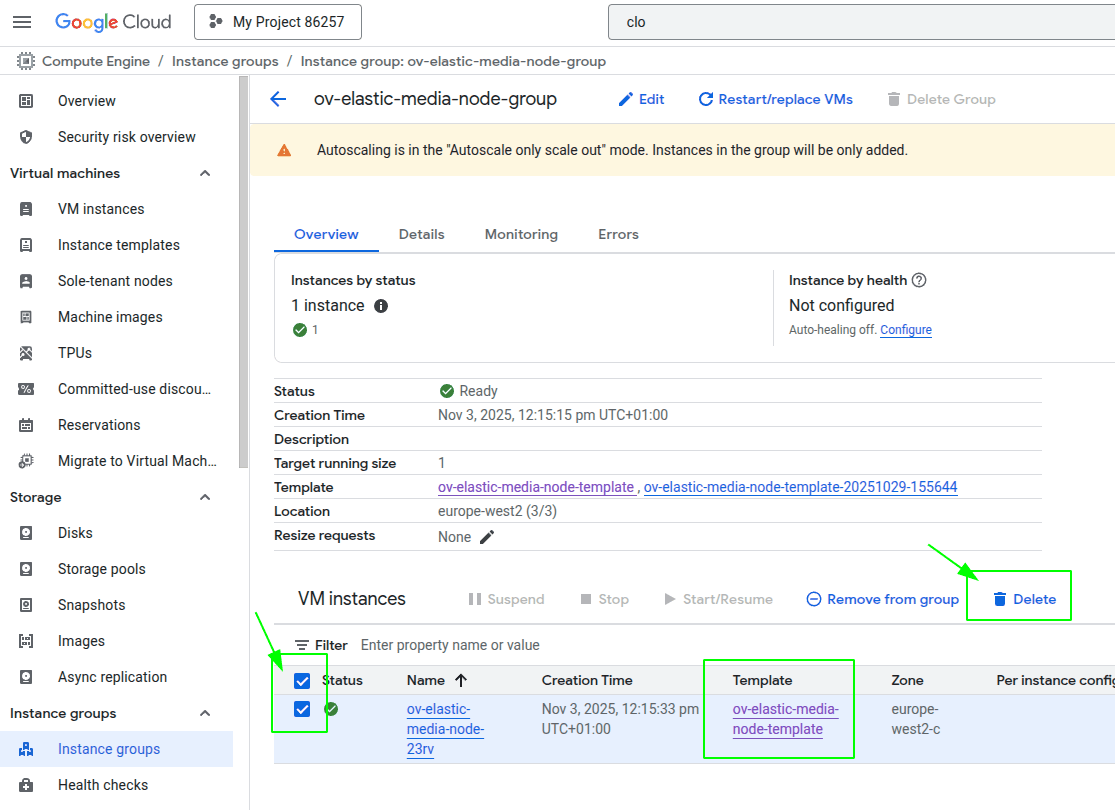 Delete old sized instances MIG