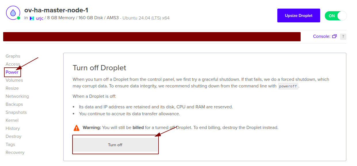 Turn Off Master Node 1