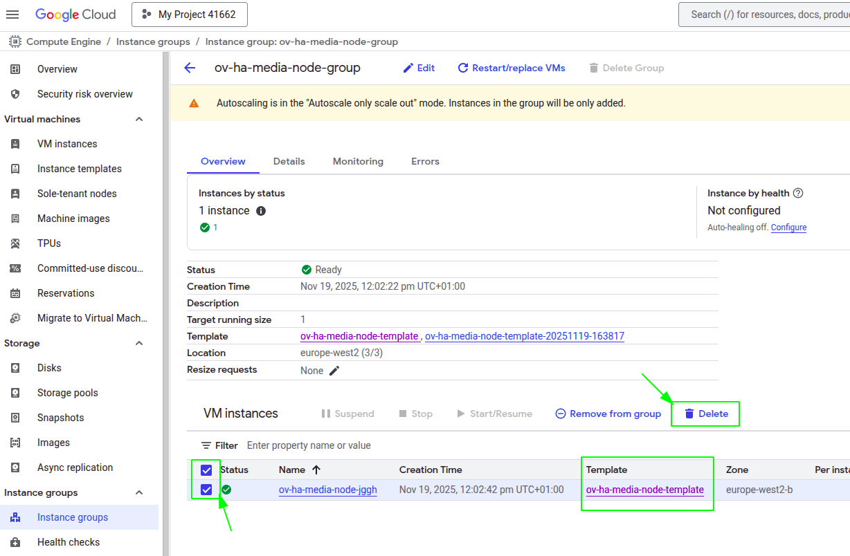 Delete old sized instances MIG