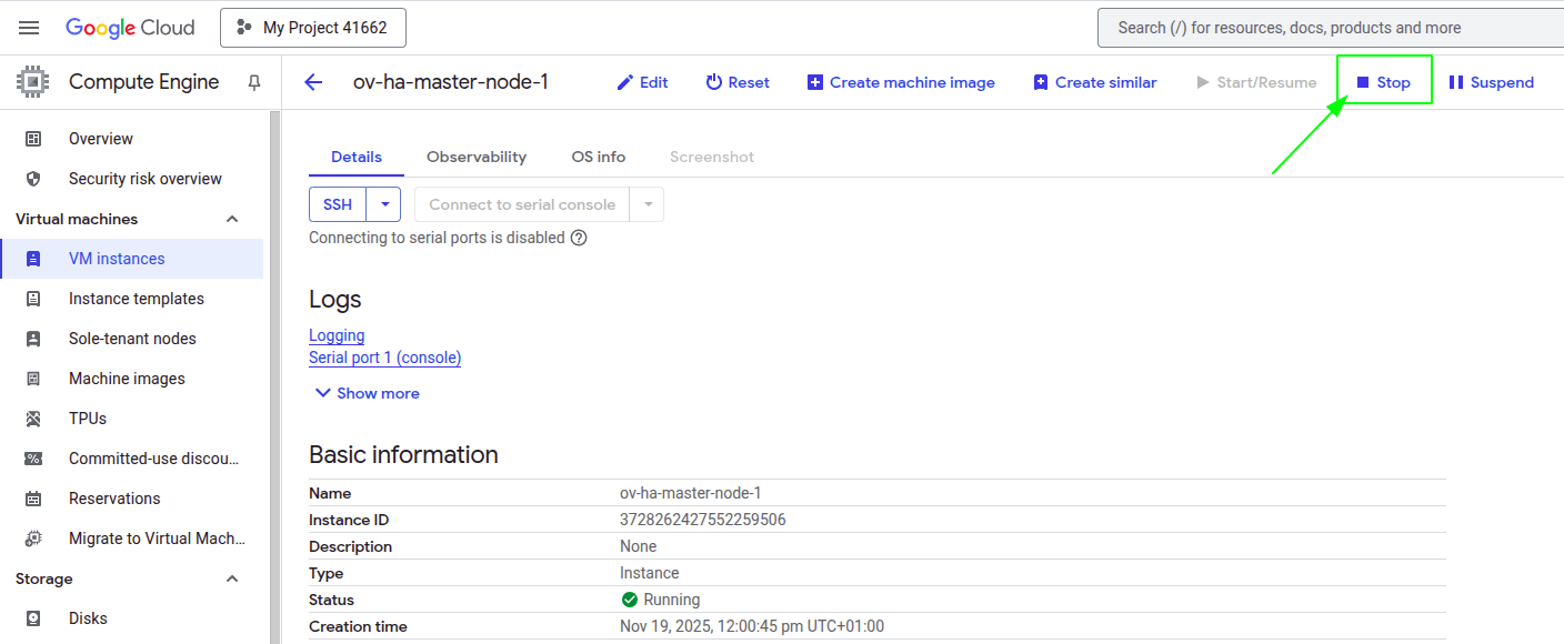 Stop Master Node MIG