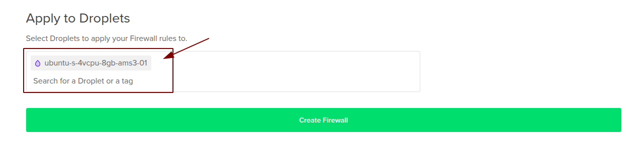 Firewall apply to droplet