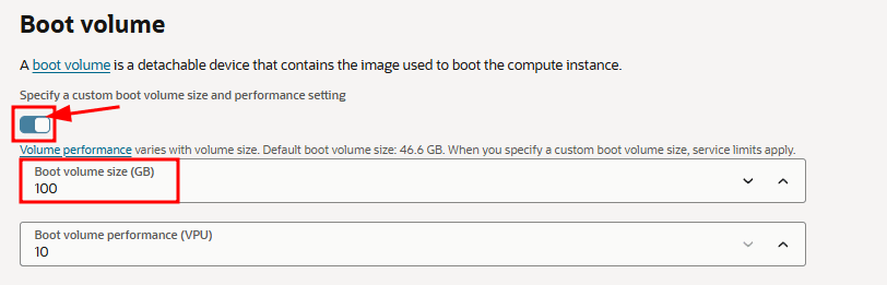 Volume size configuration